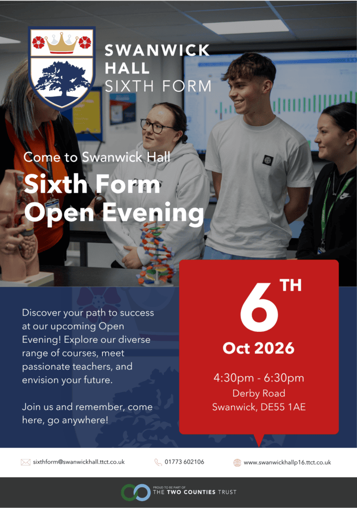 Swanwick Hall Open Evening Graphic Sixth Form